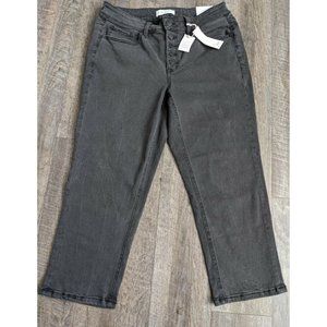 Lane Bryant High Rise Straight Crop Jeans Women's Sz 14 Essential Stretch Black